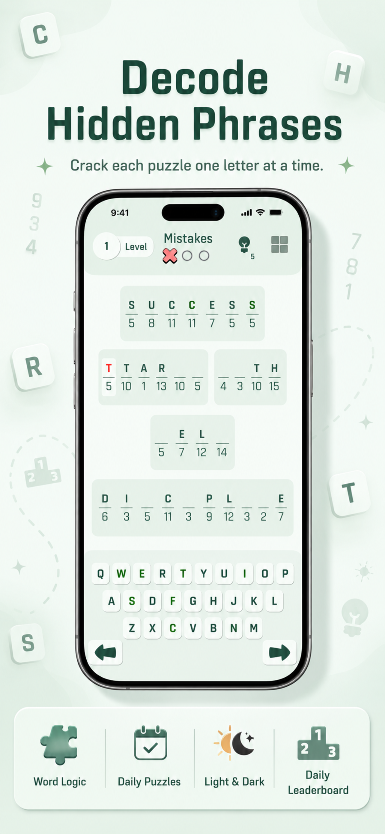 DeCipher Word Puzzle gameplay screen