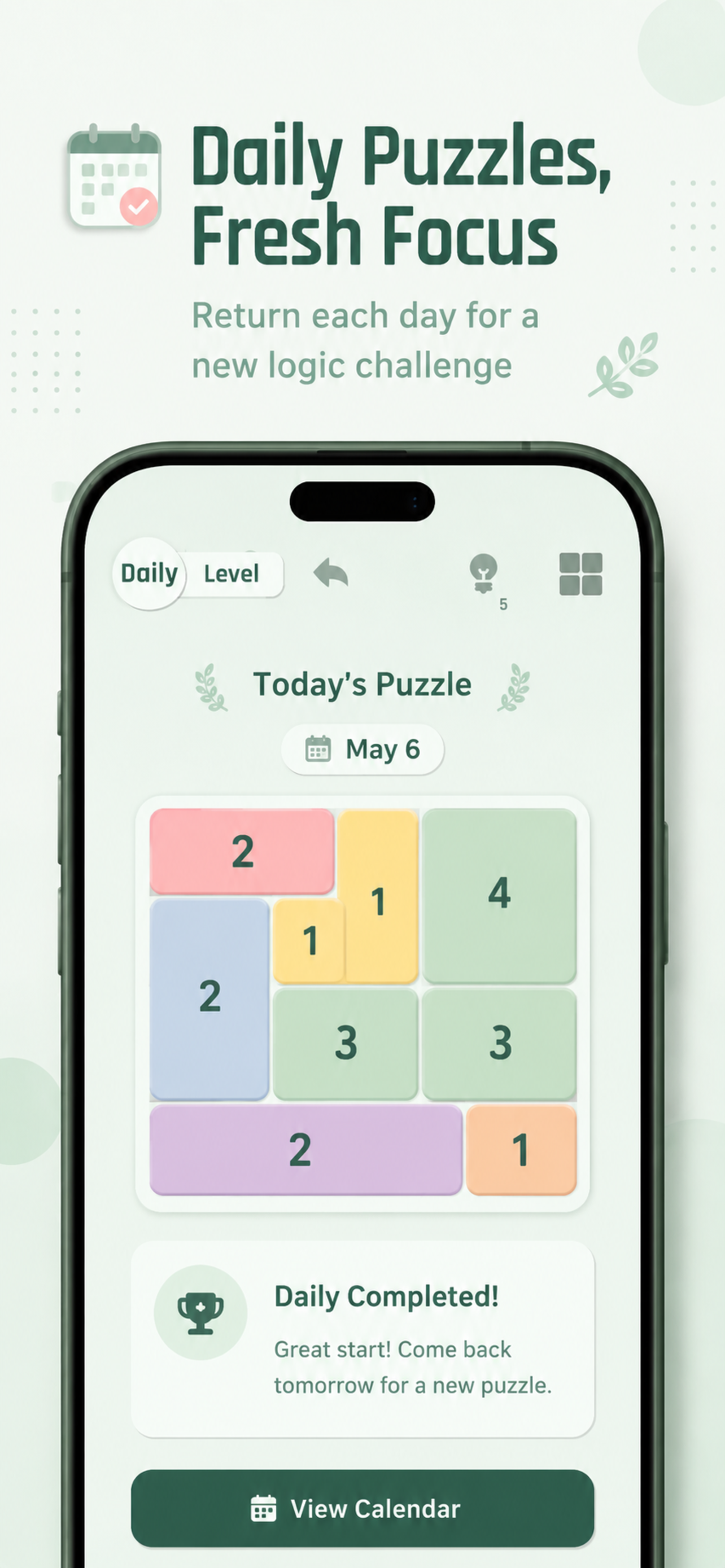 Shikaku Puzzle Game daily puzzle screen